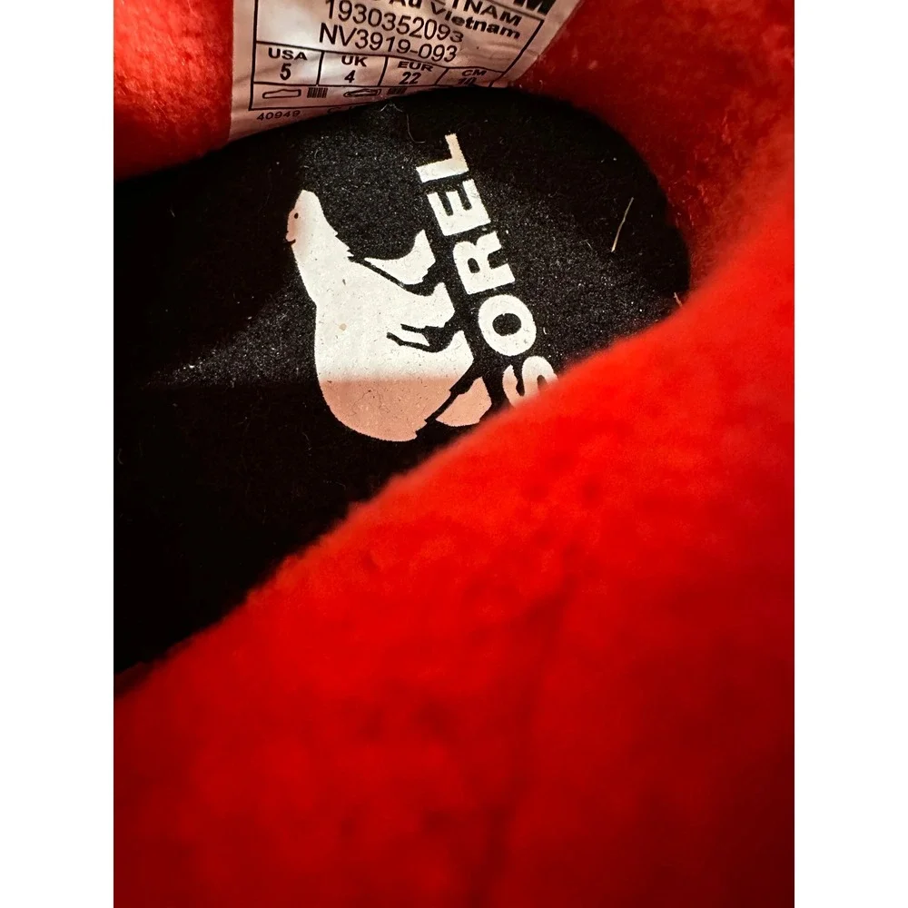 Sorel Whitney‎ II Strap Waterproof Insulated Winter Boots Grey Red Kids 5